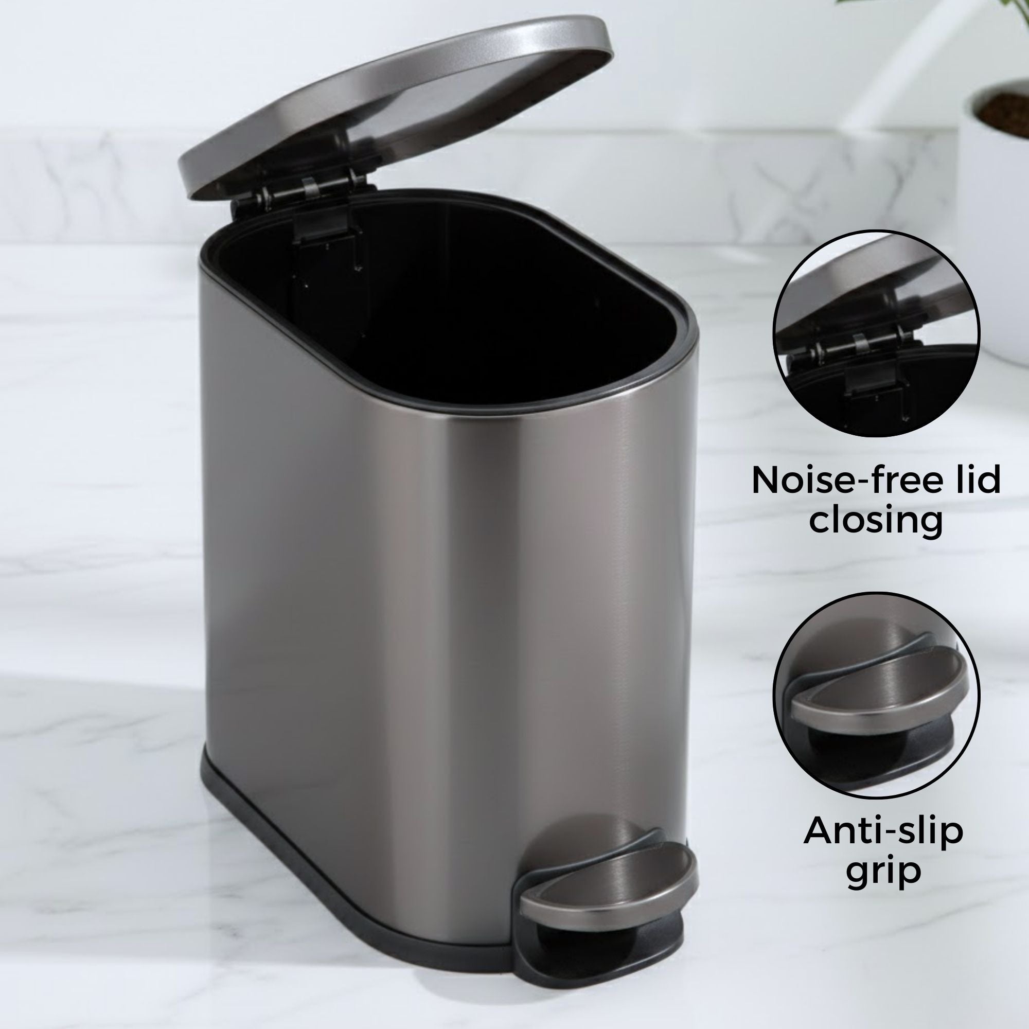 Milo Stainless Steel Step Bin Trashcan 5 Litre - Pano