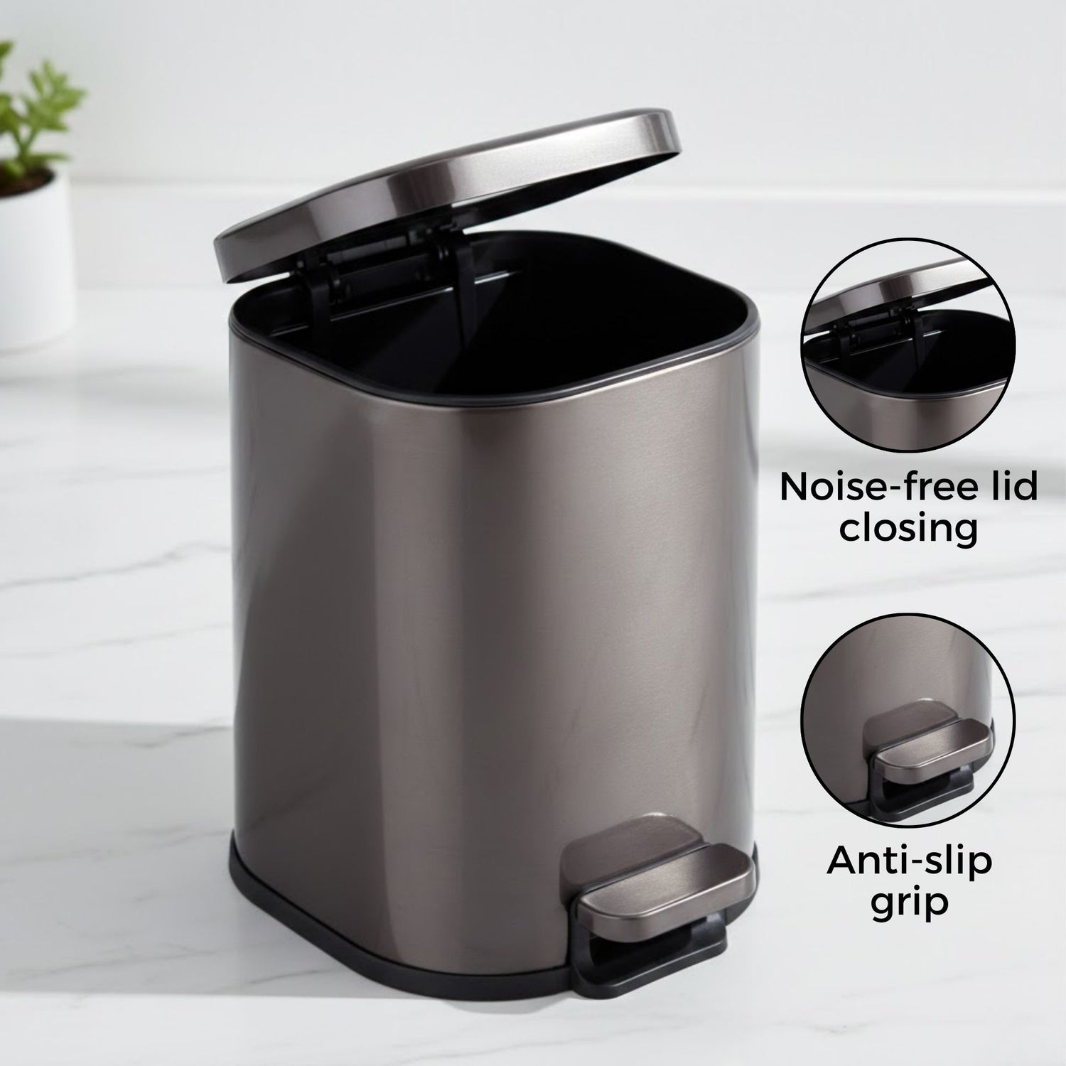 Arlo Stainless Steel Step Bin Trashcan 6 Litre - Pano
