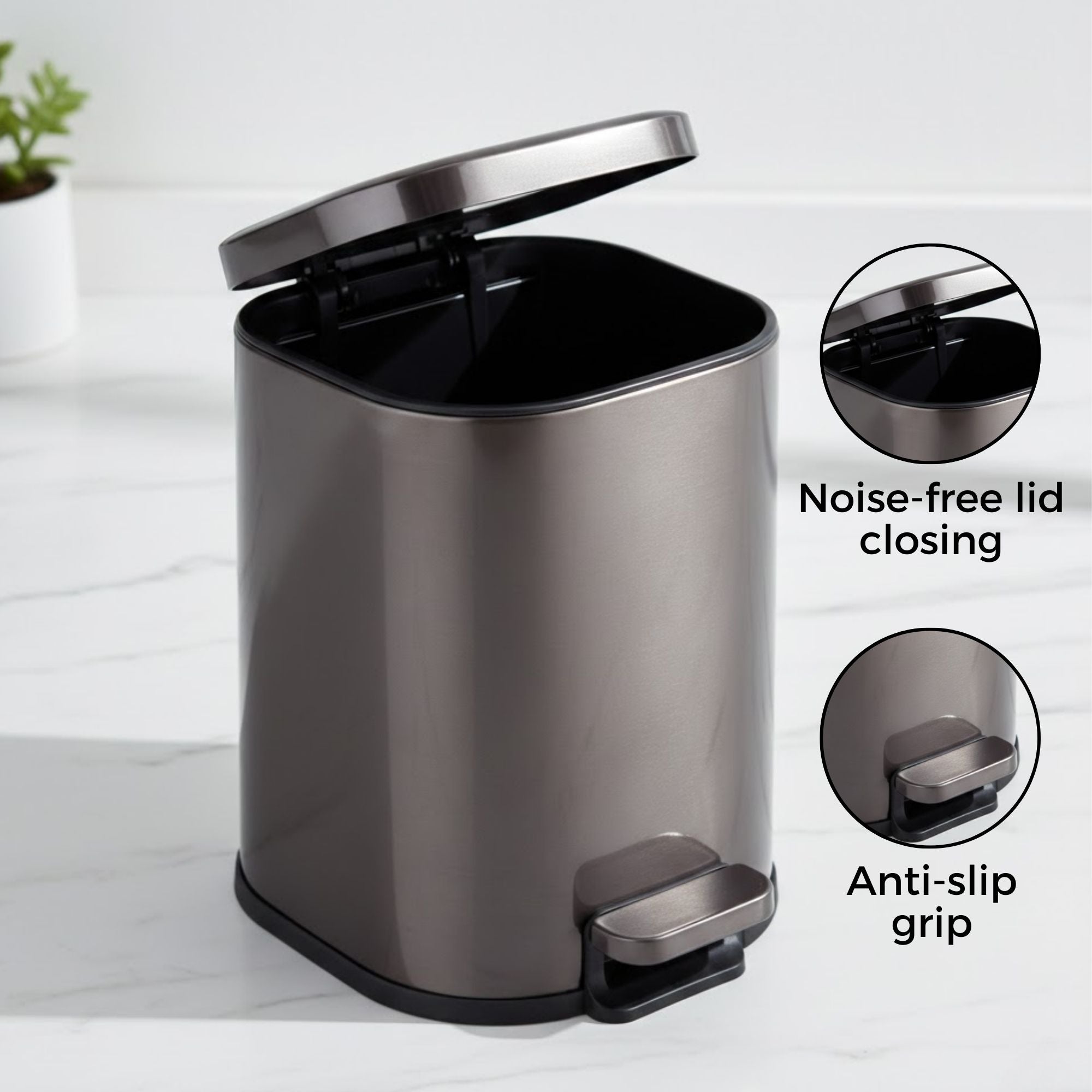 Arlo Stainless Steel Step Bin Trashcan 6 Litre - Pano