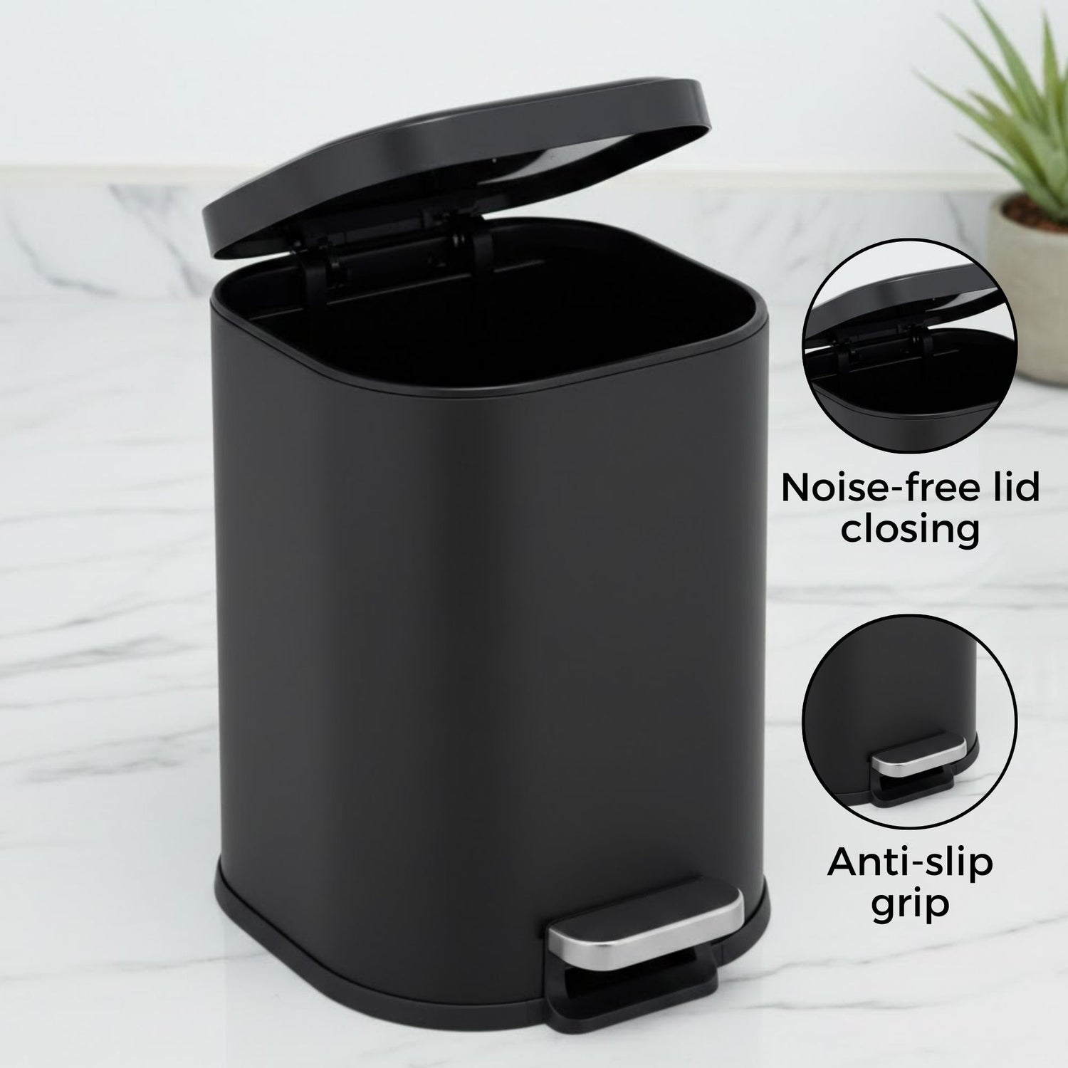Arlo Stainless Steel Step Bin Trashcan 6 Litre - Pano