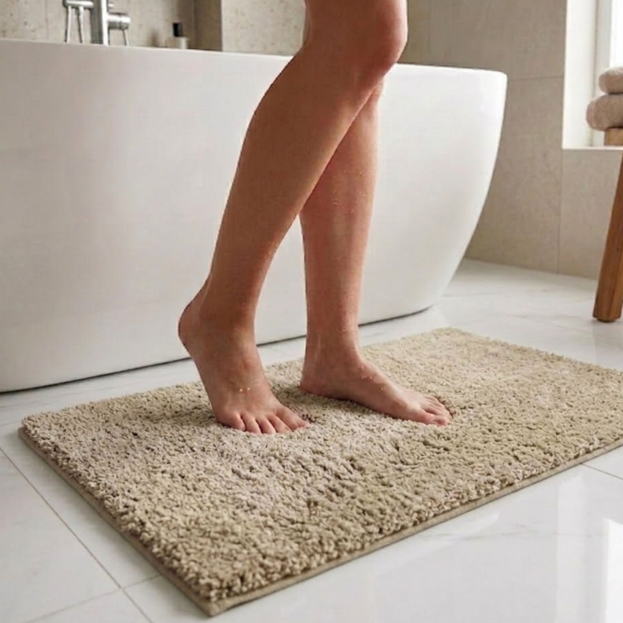 Maples Microfiber Anti Skid Super Absorbent Bathmat Set of 2 - Pano
