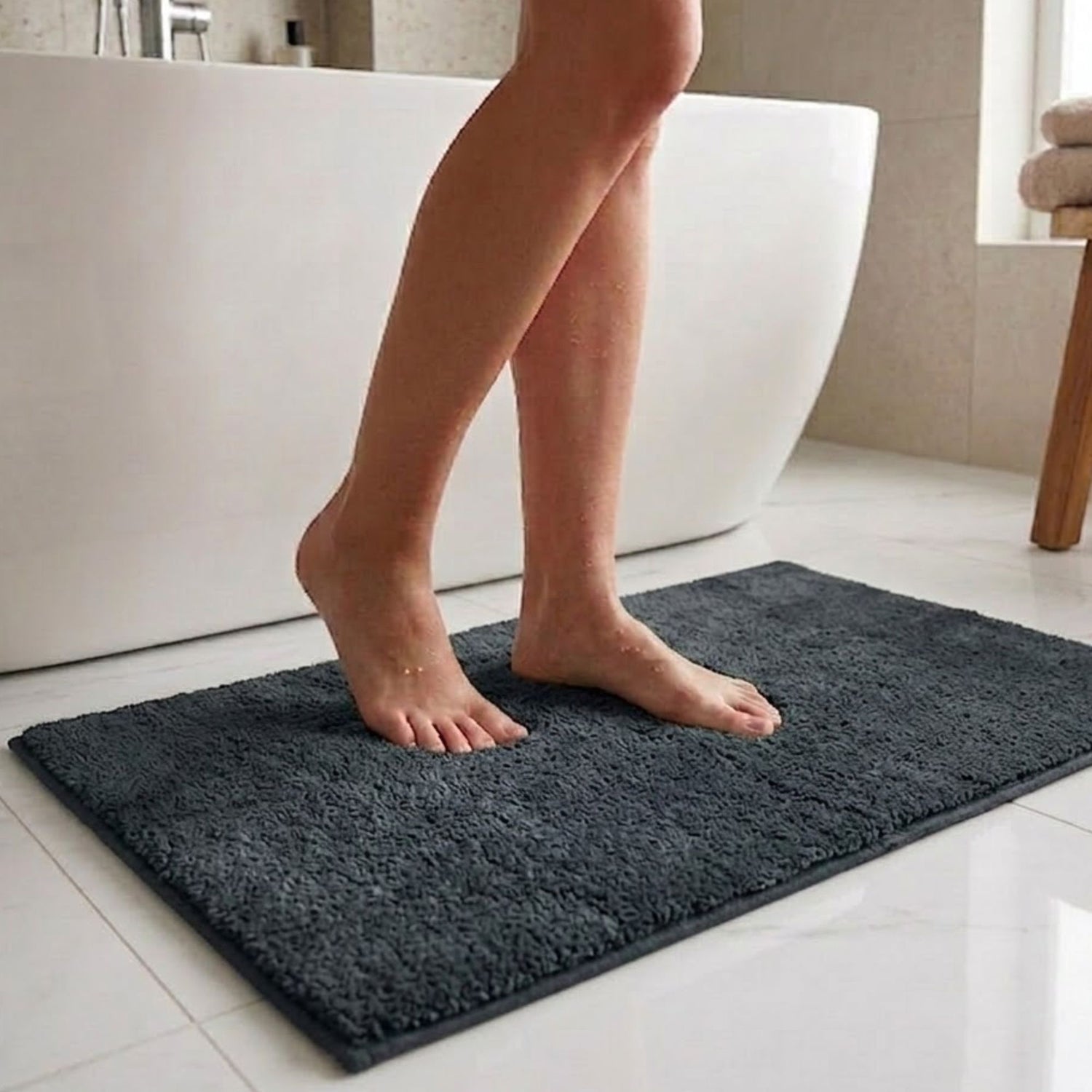 Maples Microfiber Anti Skid Super Absorbent Bathmat Set of 2 - Pano