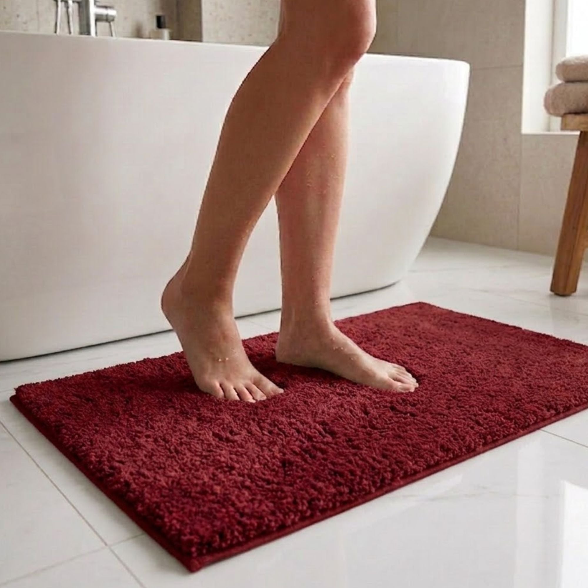 Maples Microfiber Anti Skid Super Absorbent Bathmat Set of 2 - Pano