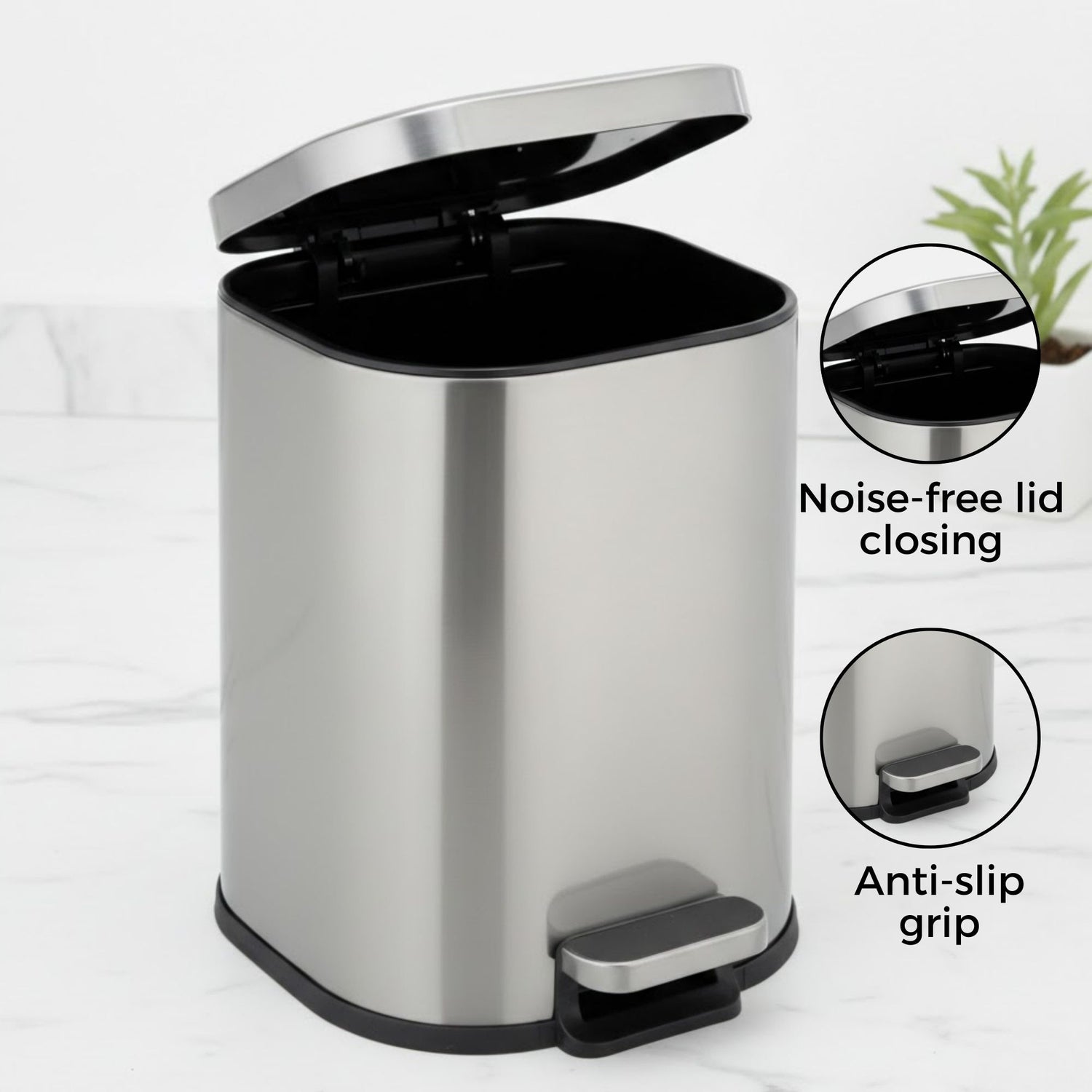 Arlo Stainless Steel Step Bin Trashcan 6 Litre - Pano