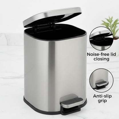 Arlo Stainless Steel Step Bin Trashcan 6 Litre - Pano