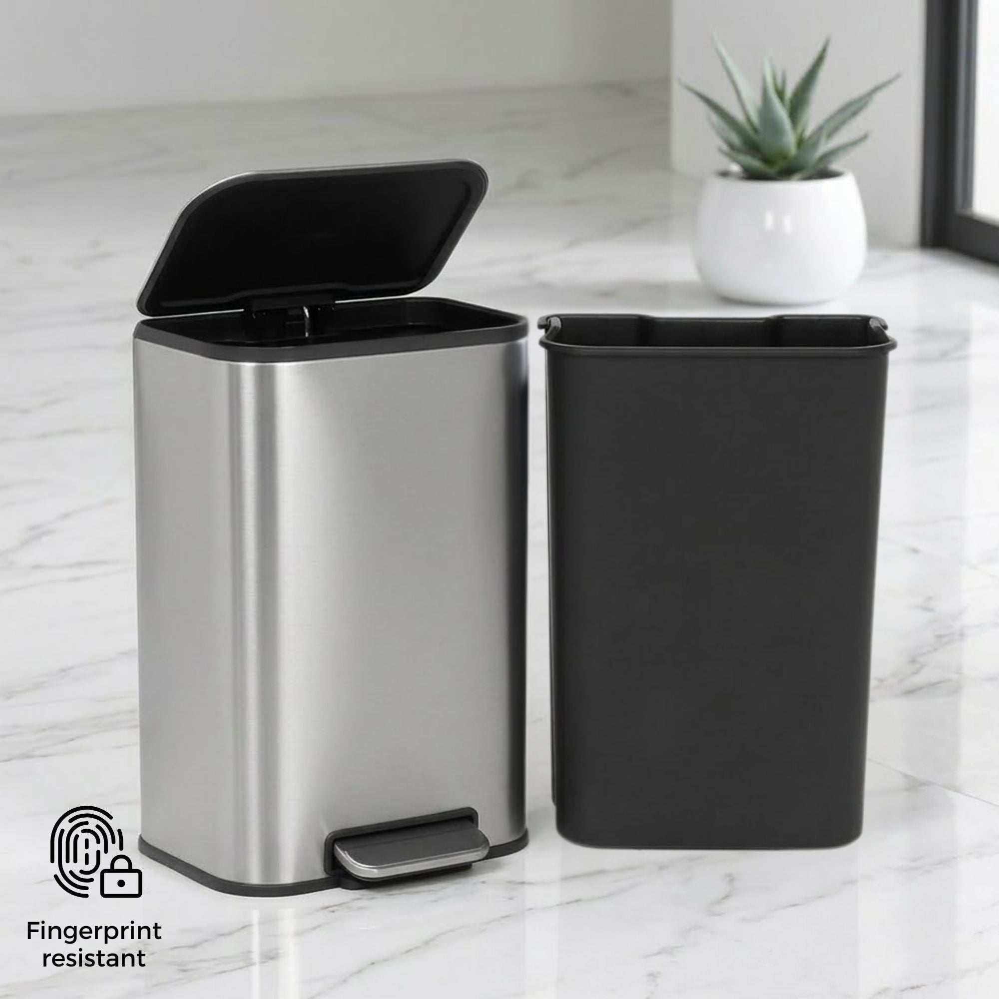 Binova Stainless Steel Soft Close Peddle Dustbins - Pano