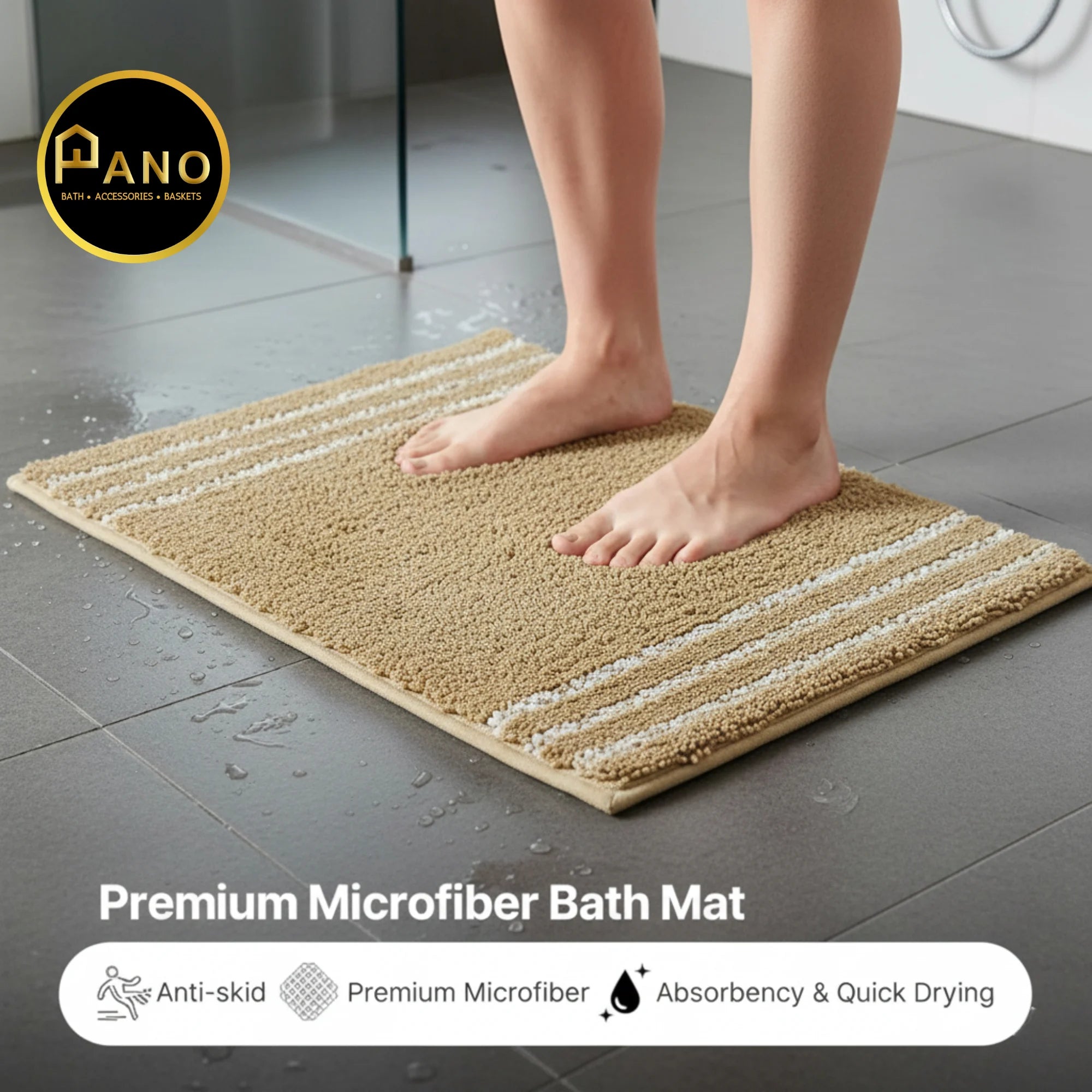 Riga Anti Skid Beige  Bathmat 40X60 - Pano