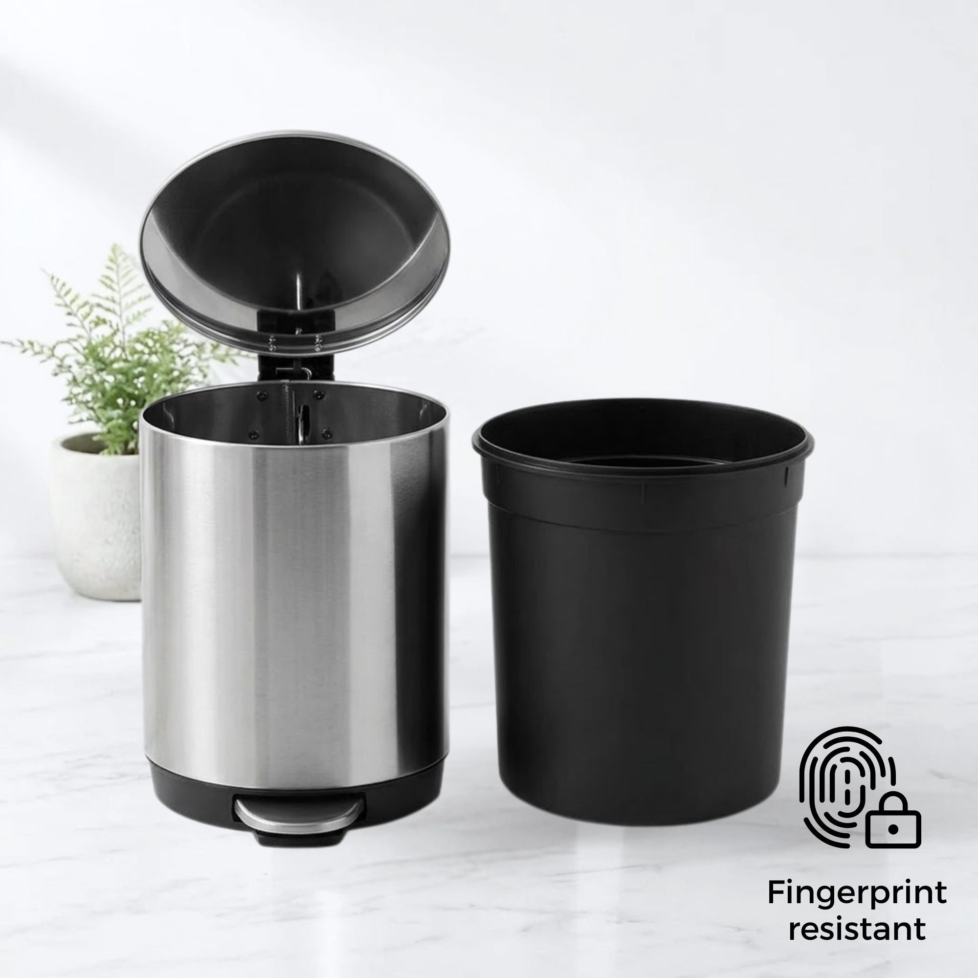 Vesta Stainless Steel Soft Close Peddle Dustbins 5 Litre - Pano