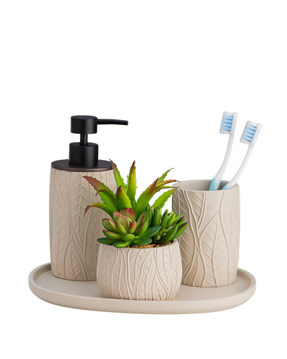Exclusive Polyresin Bath Decor Bathroom Accessory Set of 4 Linen - Pano