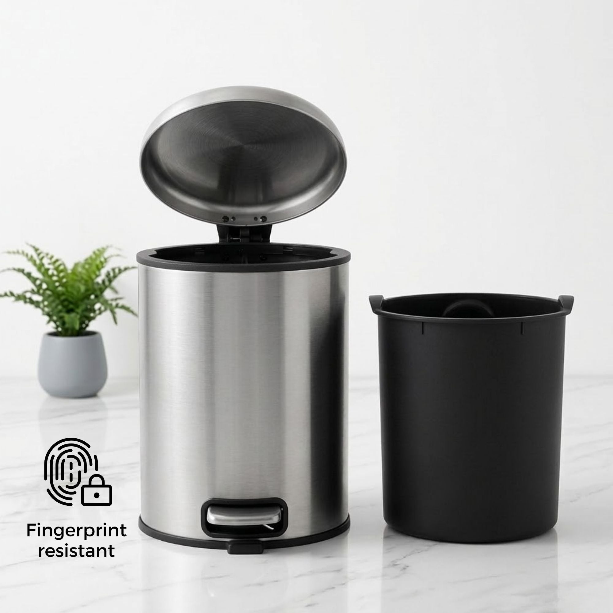 Levante Stainless Steel Soft Close Peddle Dustbins - Pano