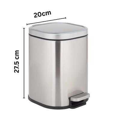 Arlo Stainless Steel Step Bin Trashcan 6 Litre - Pano