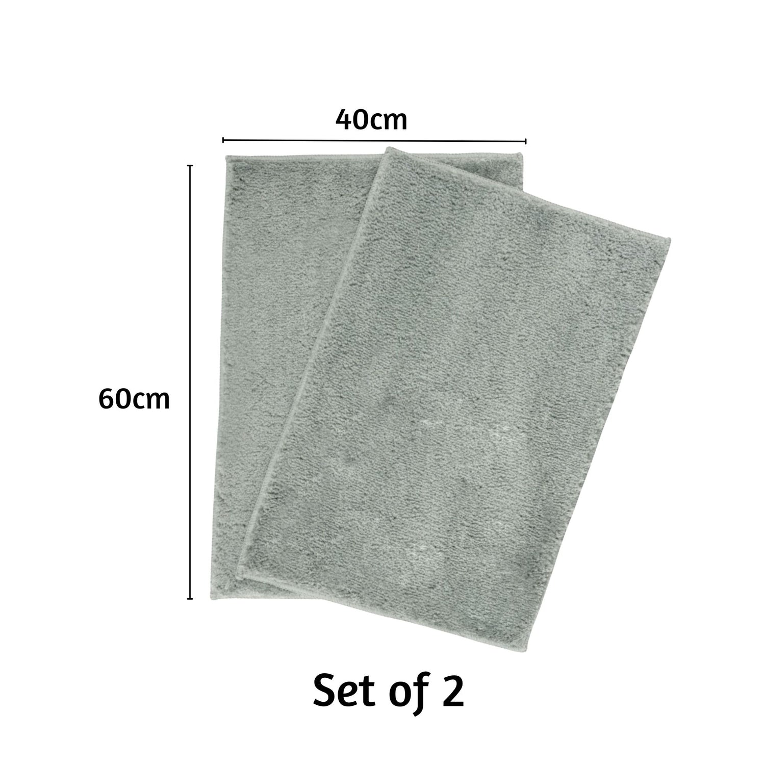 Maples Microfiber Anti Skid Super Absorbent Bathmat Set of 2 - Pano