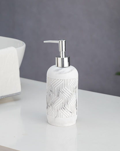 Stylish Polyresin Set of 3 with Soap Dispenser ( Snow) - Pano