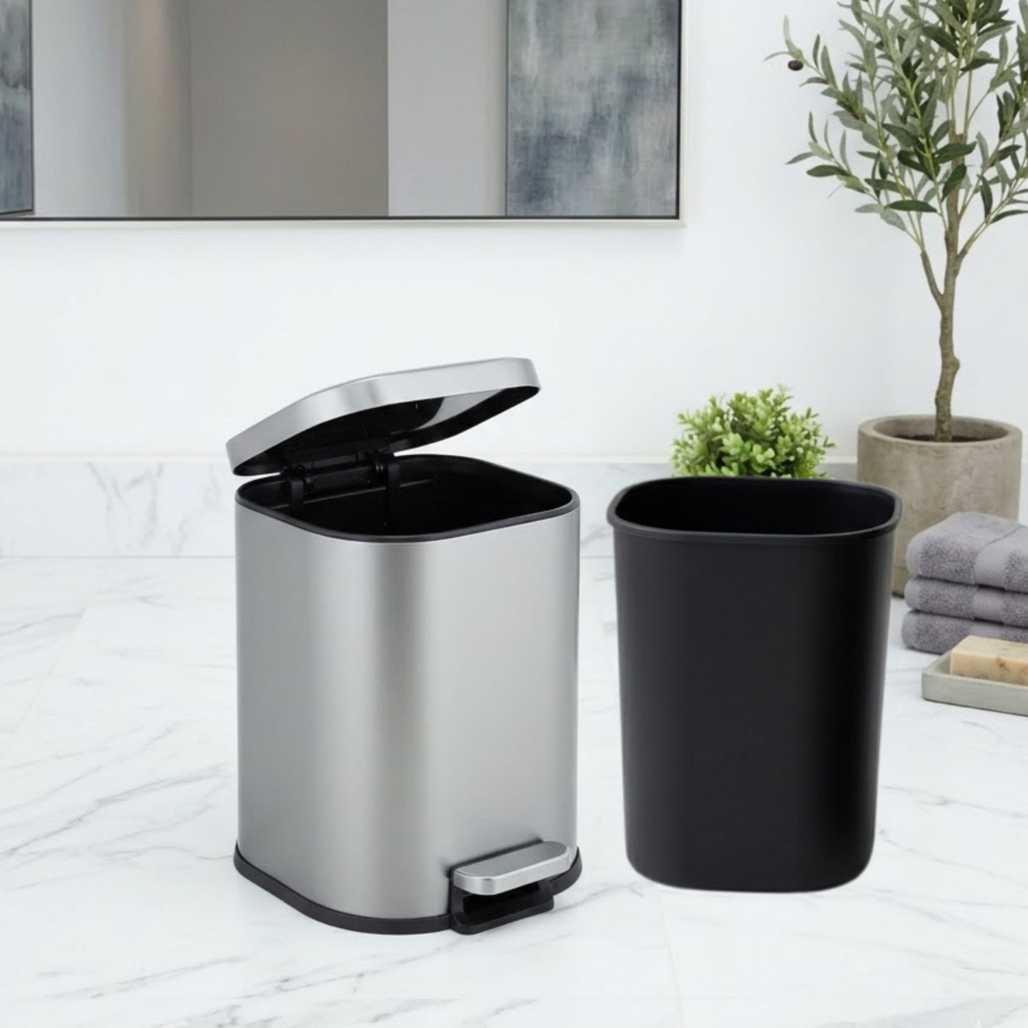 Arlo Stainless Steel Step Bin Trashcan 6 Litre - Pano
