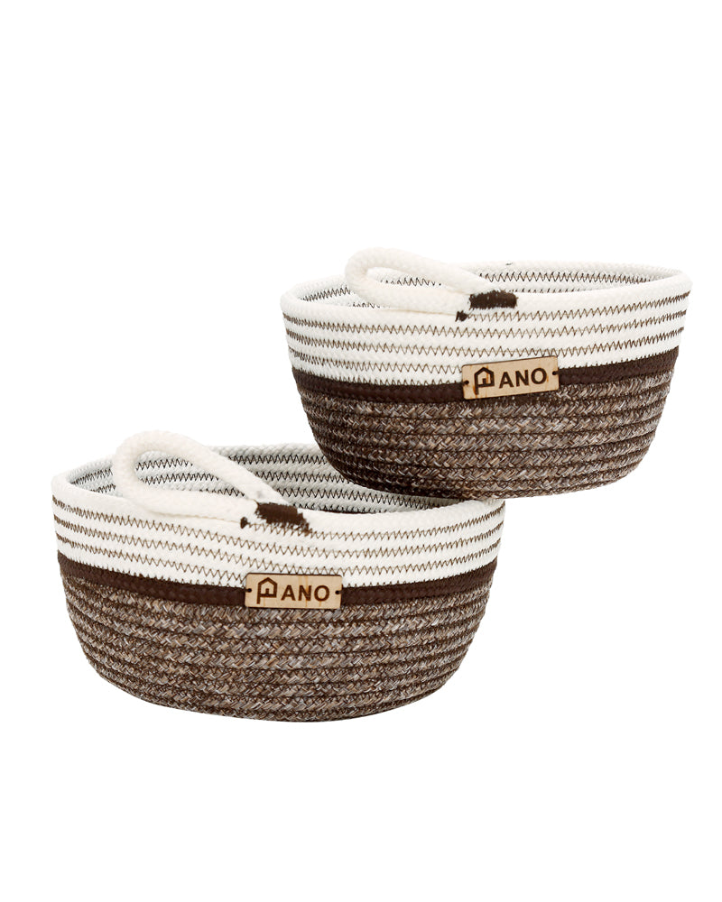 Naples Polypropylene Brown Multi-Storage Basket Pack of 2 Basket - Pano