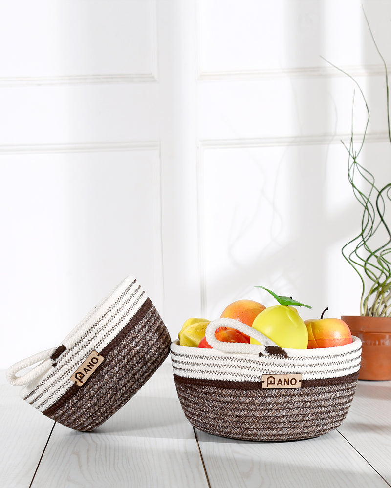 Naples Polypropylene Brown Multi-Storage Basket Pack of 2 Basket - Pano