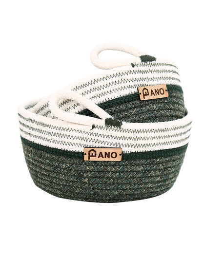 Naples Polypropylene Green Multi-Storage Basket Pack of 2 Basket - Pano Pano