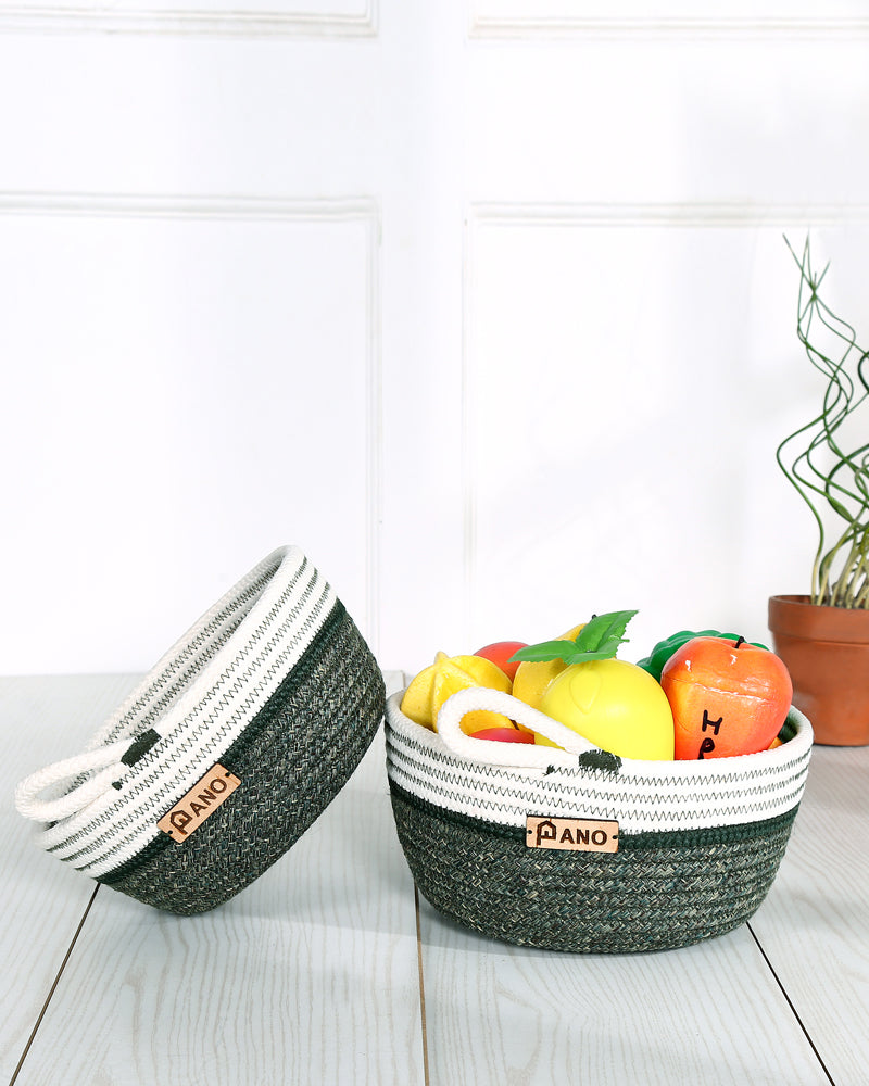 Naples Polypropylene Green Multi-Storage Basket Pack of 2 Basket - Pano