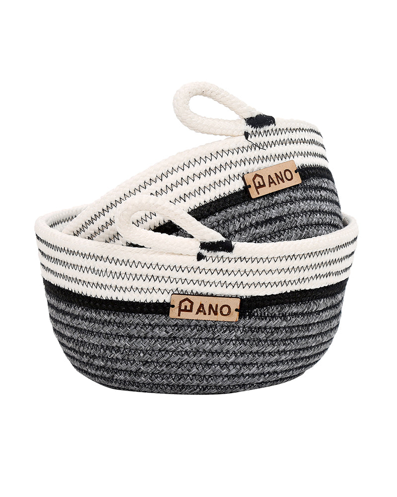 Naples Polypropylene Grey Multi-Storage Basket Pack of 2 Basket - Pano