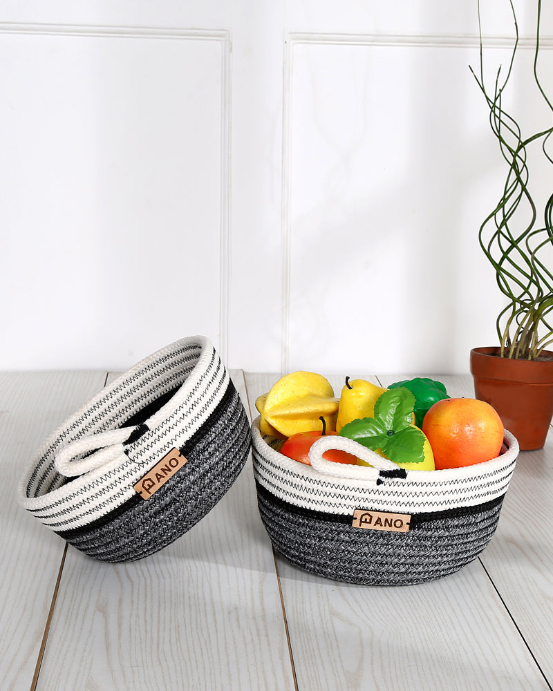 Naples Polypropylene Grey Multi-Storage Basket Pack of 2 Basket - Pano