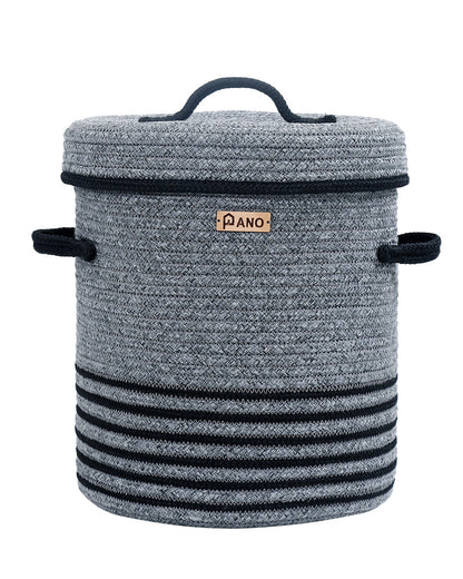 Stripe Laundry Basket Multi Purpose with Lid Charcoal - Pano Pano