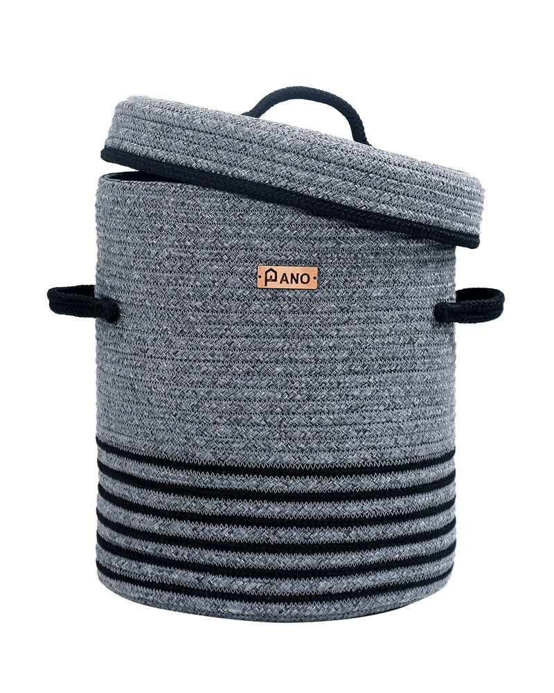 Stripe Laundry Basket Multi Purpose with Lid Charcoal - Pano