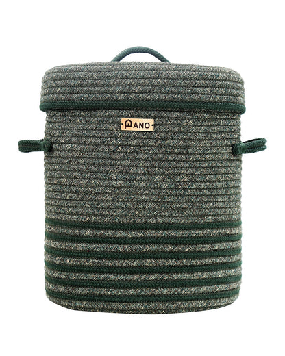 Stripe Laundry Basket Multi Purpose with Lid Green - Pano Pano