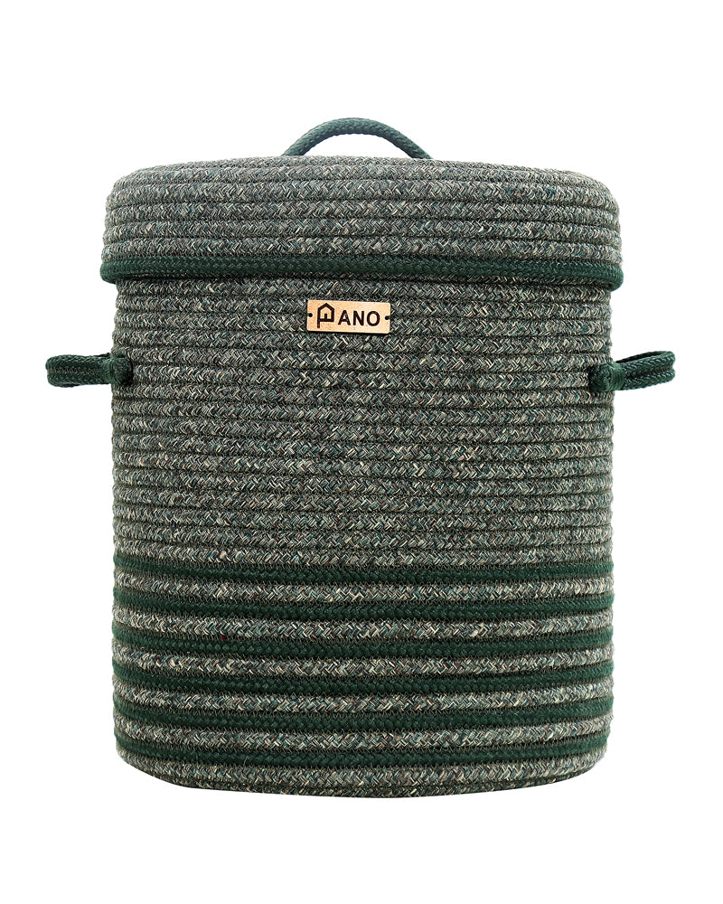 Stripe Laundry Basket Multi Purpose with Lid Green - Pano