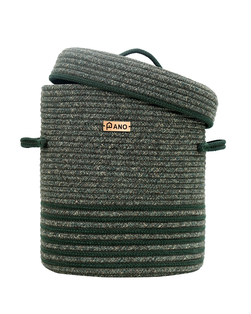 Stripe Laundry Basket Multi Purpose with Lid Green - Pano