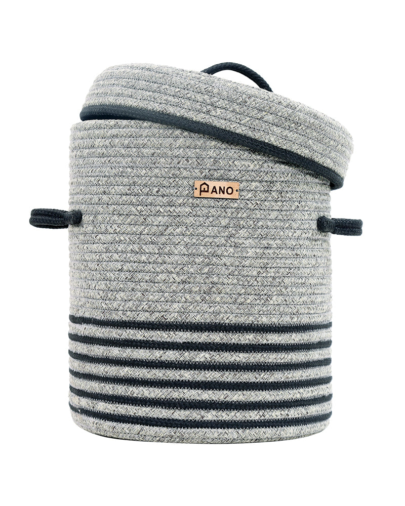 Stripe Laundry Basket Multi Purpose with Lid Grey - Pano Pano
