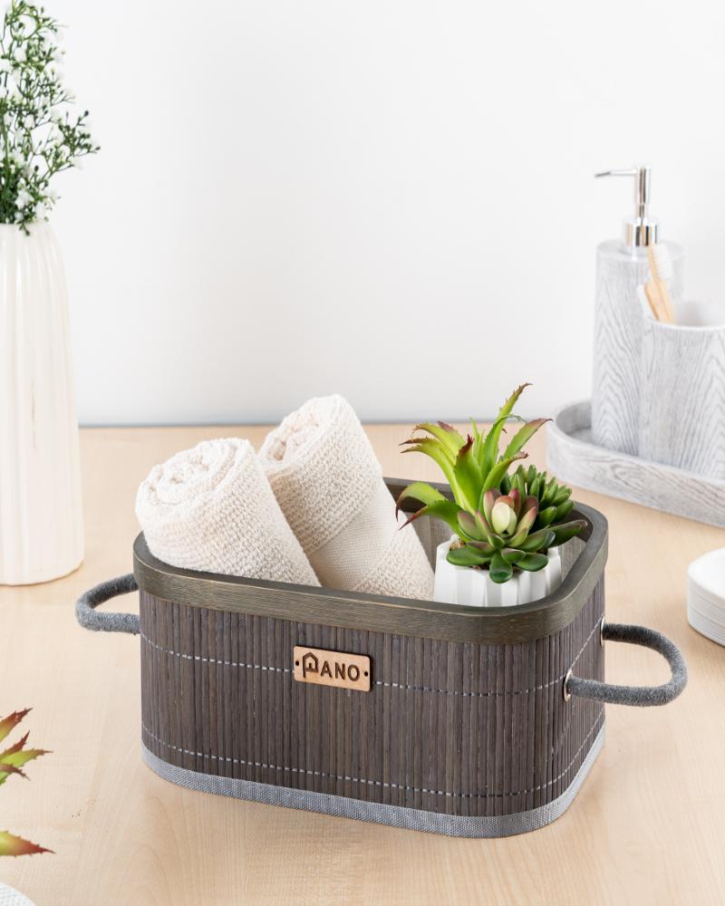 Bamboo Kitchen Utility Bern Basket Stone Grey | Storage Organiser - Pano