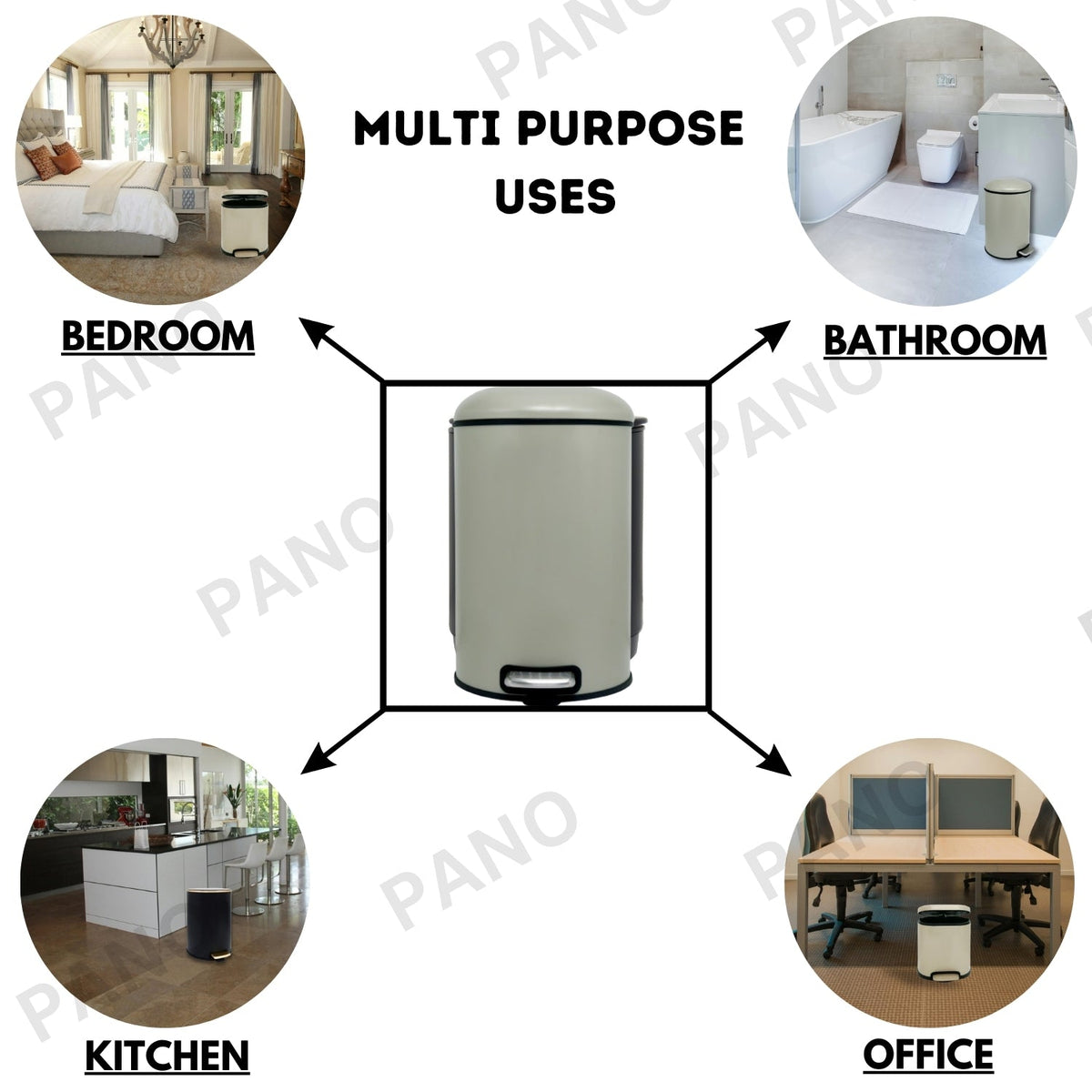 Stainless Steel Soft Close Step Bin 12 Litre Beige Pano
