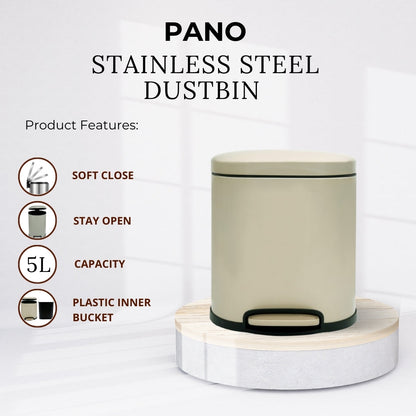 Stainless Steel Soft Close Step Oval Bin 5 Litre Pano