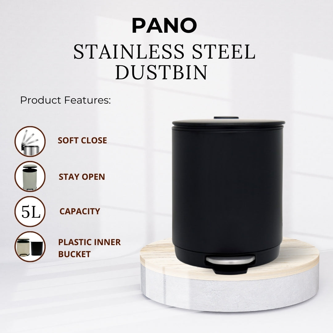 Stainless Steel Soft Close Step Bin 5 Litre - Pano