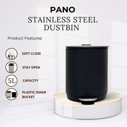 Stainless Steel Soft Close Step Bin 5 Litre - Pano Pano