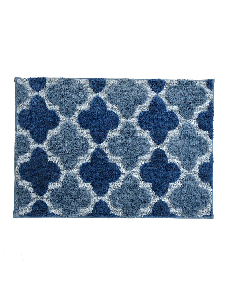 Abstract Microfiber Blue Anti Skid Bathmat - Pano