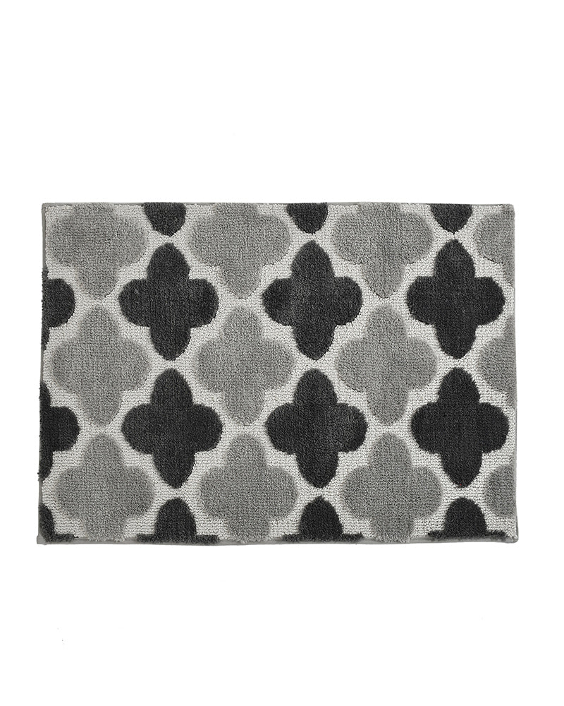 Abstract Microfiber Grey Anti Skid Bathmat - Pano