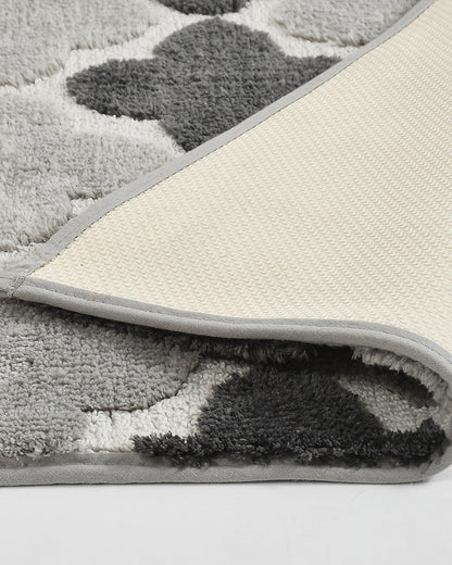 Abstract Microfiber Grey Anti Skid Bathmat - Pano Pano