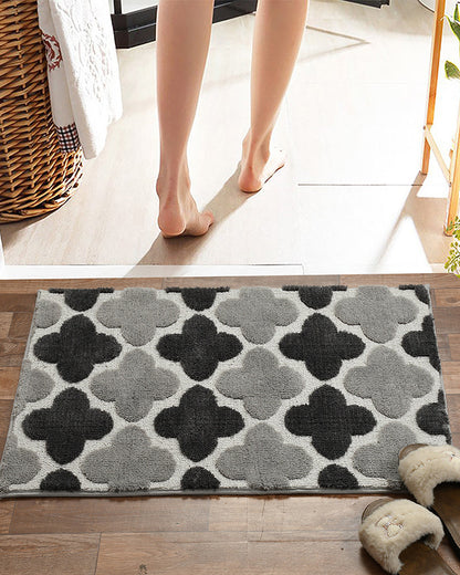 Abstract Microfiber Grey Anti Skid Bathmat - Pano Pano