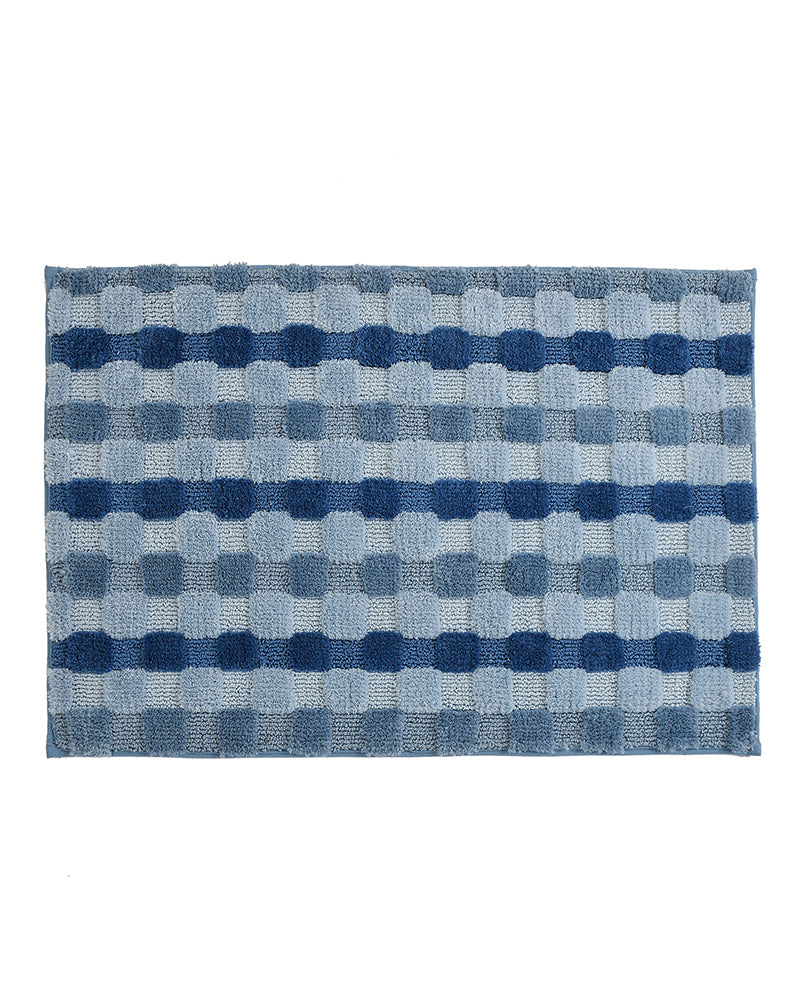 Blocks Microfiber Blue Anti Skid Bathmat - Pano