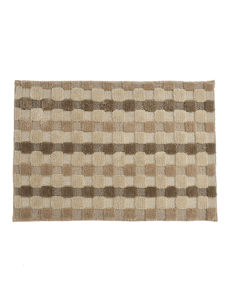 Blocks Microfiber Brown Anti Skid Bathmat - Pano