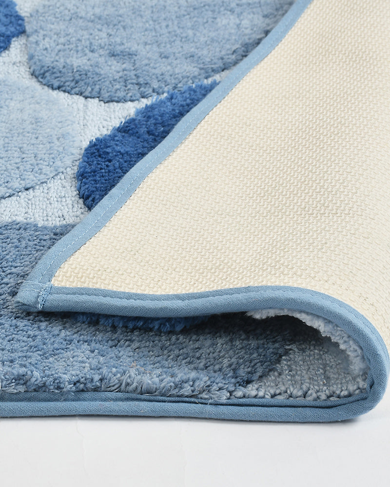 Stone Microfiber Blue Anti Skid Bathmat - Pano