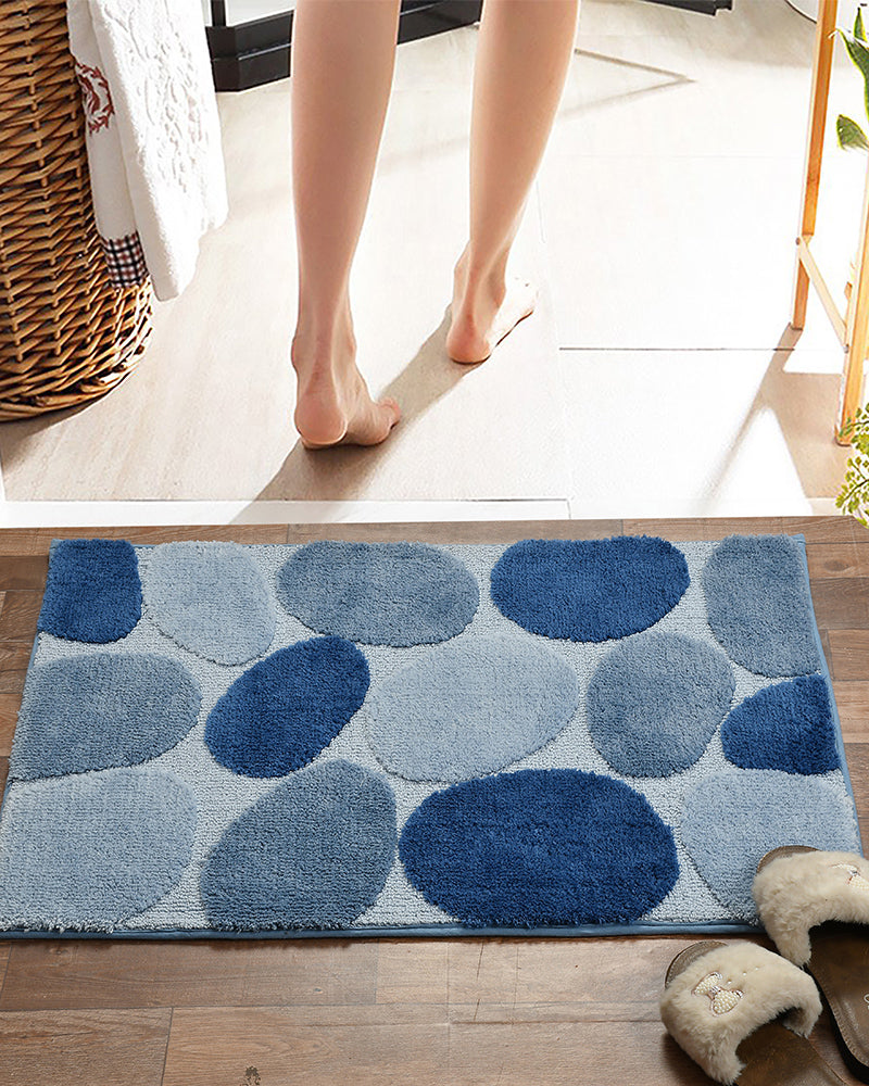 Stone Microfiber Blue Anti Skid Bathmat - Pano