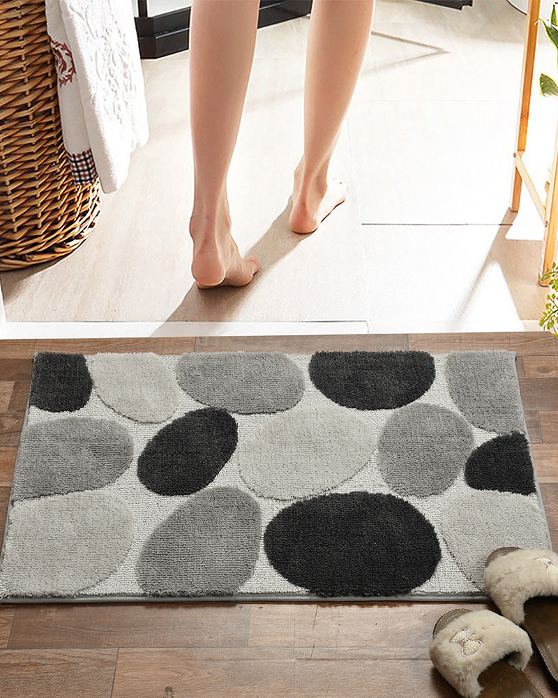 Stone Microfiber Grey Anti Skid Bathmat - Pano