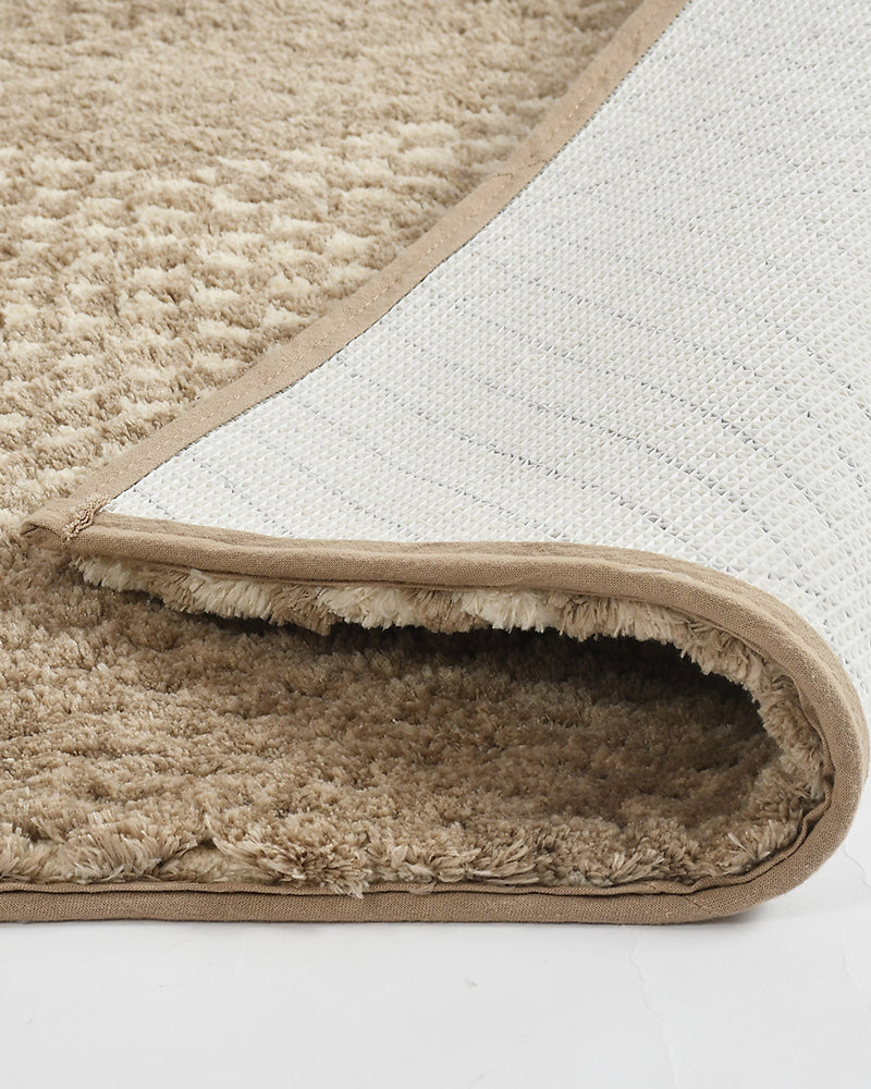 Waffle Microfiber Beige Anti Skid Bathmat - Pano