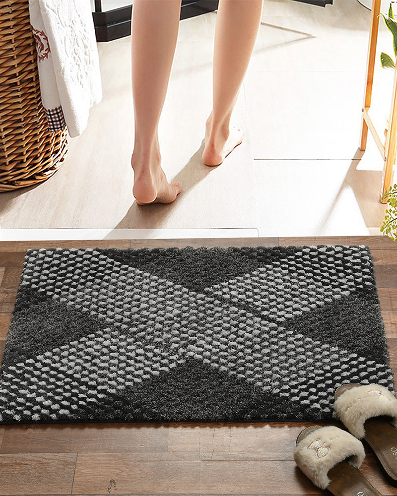 Waffle Microfiber Grey Anti Skid Bathmat - Pano