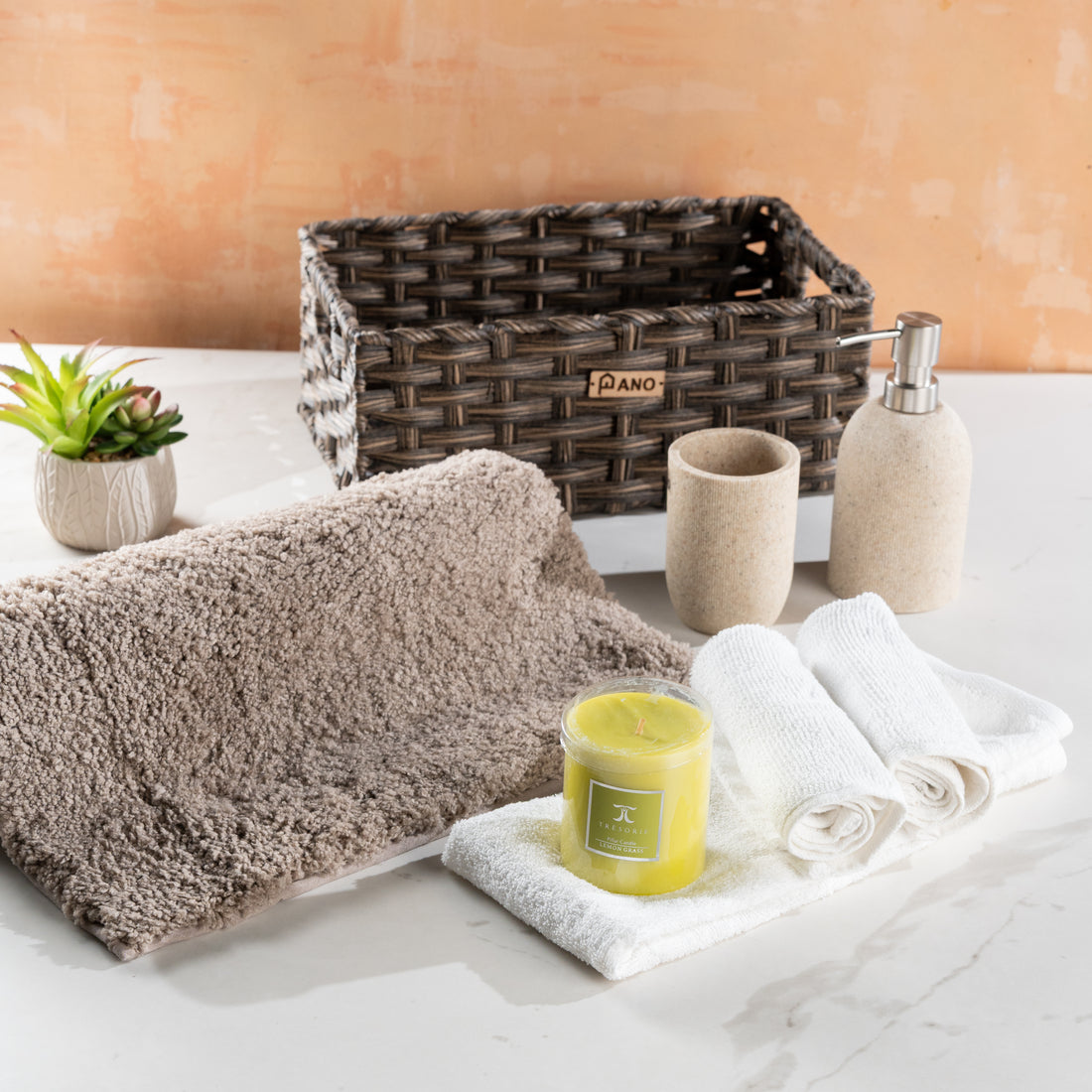 All in one Diwali Gift Combo with Soap Dispenser, Tumbler, 2 Face Towel &amp; 1 Hand Towel &amp; Decorative Candle - Pano