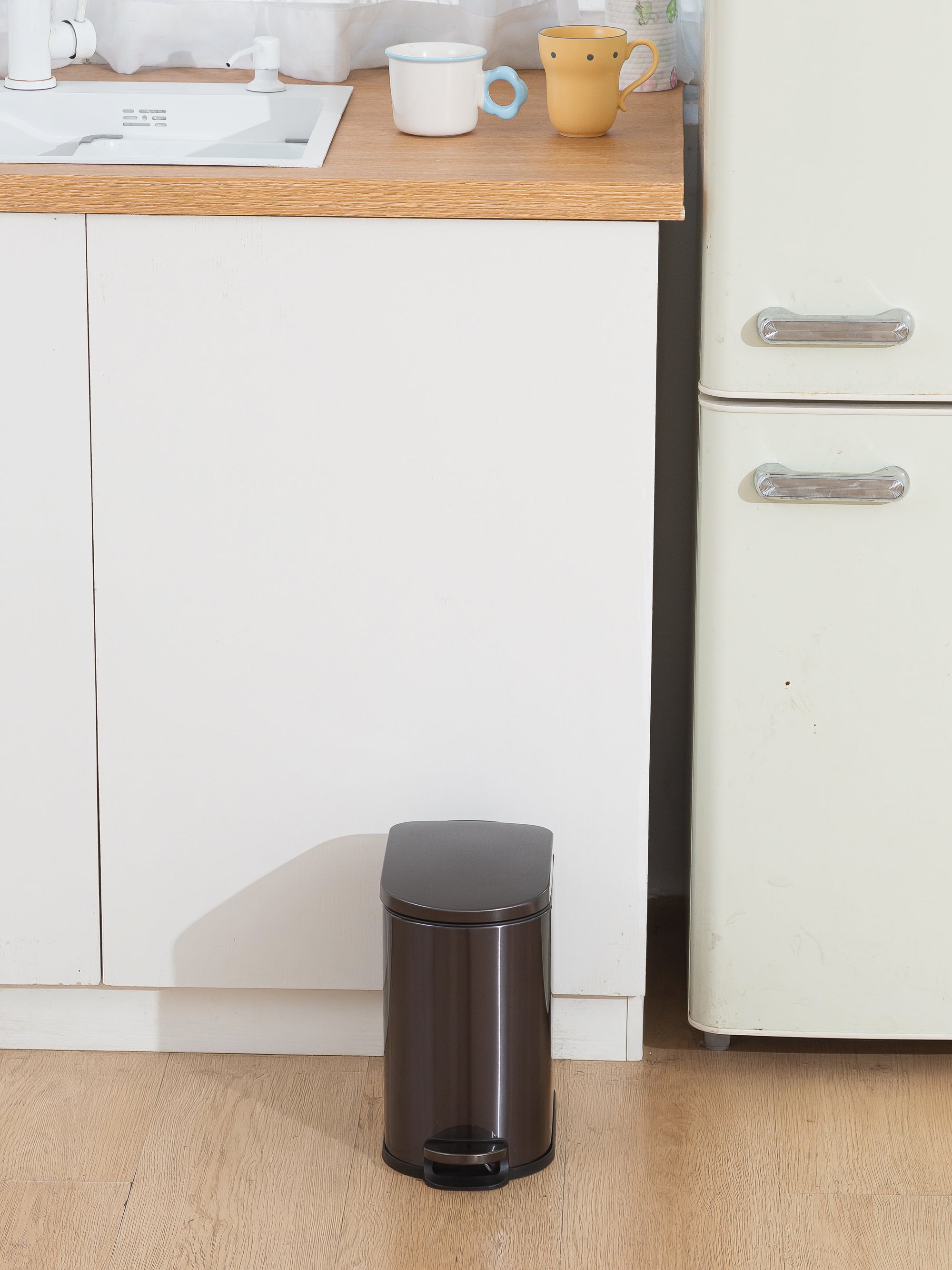 Milo Stainless Steel Step Bin Carbon Grey Trashcan 5 Litre - Pano