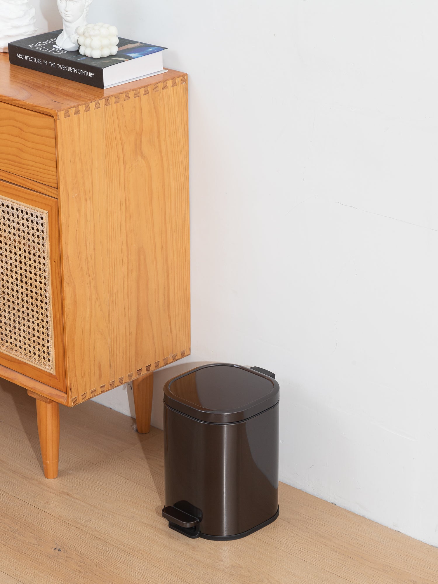Arlo Stainless Steel Step Bin Carbon Grey Trashcan 6 Litre - Pano