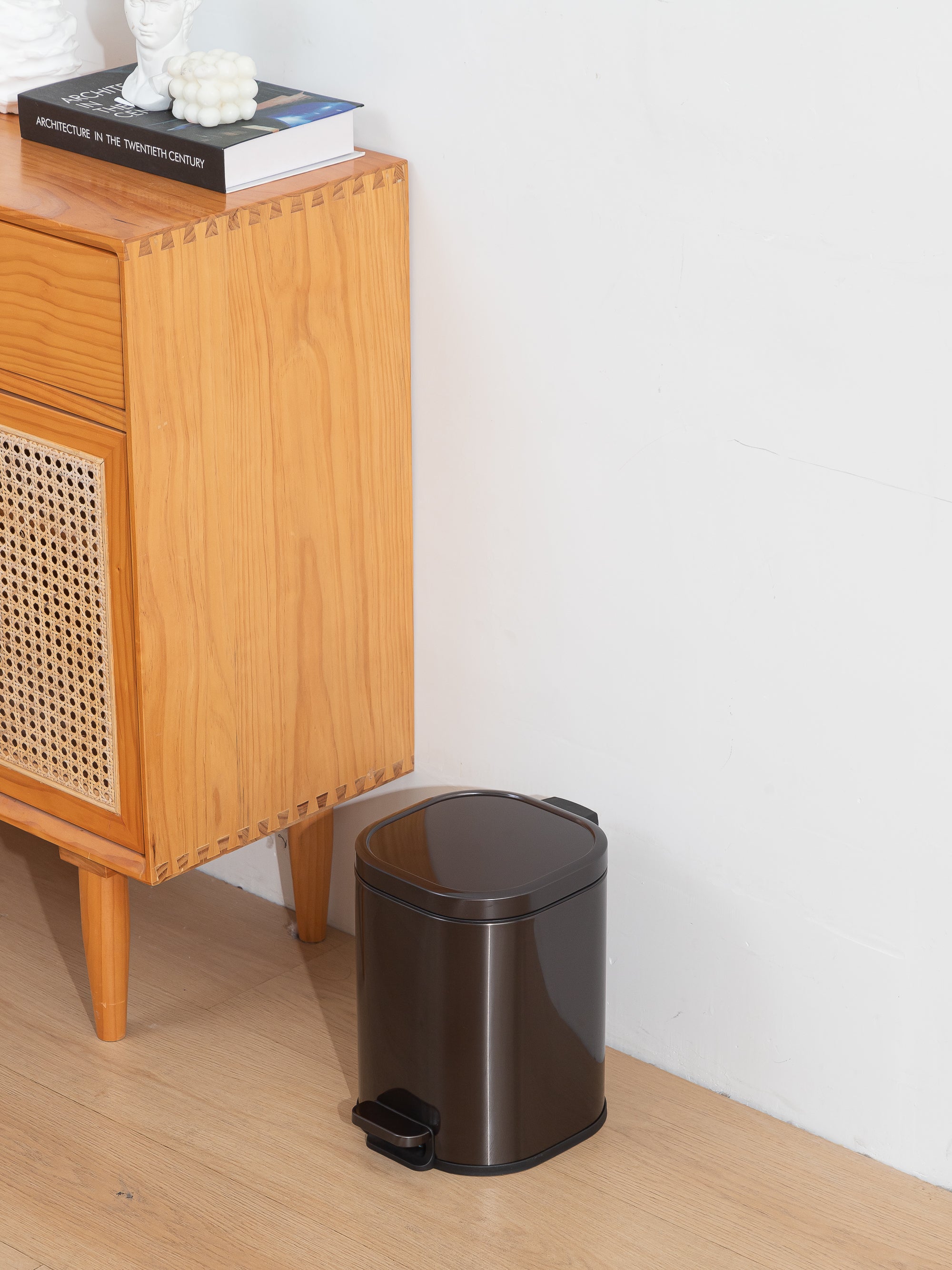 Arlo Stainless Steel Step Bin Carbon Grey Trashcan 6 Litre - Pano